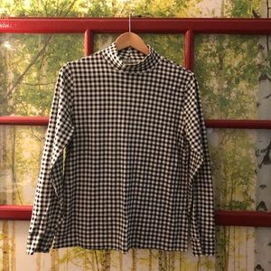 Black and white checkered mock neck
